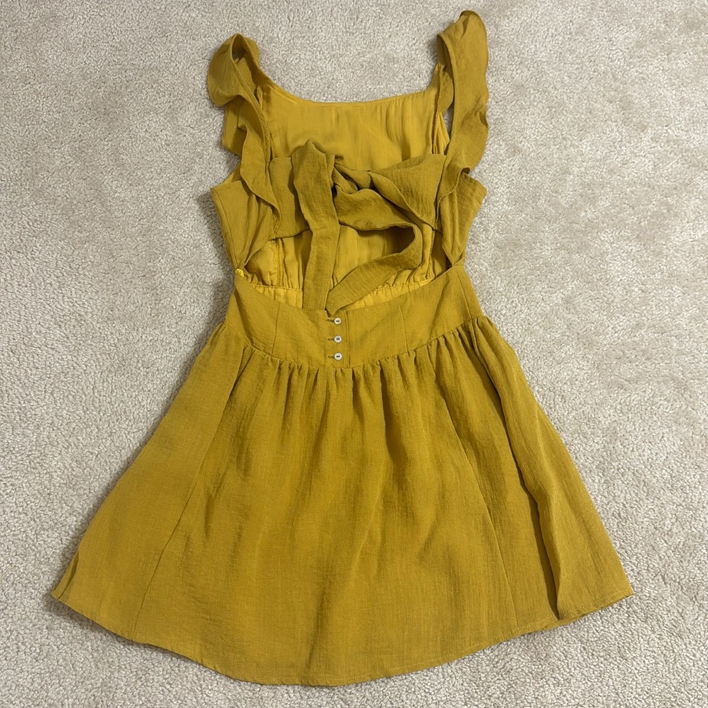NEW! Ruffle Summer Linen Mini Dress - Picture 3 of 4